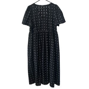 Madewell Black Midi Dress with White Microprint
